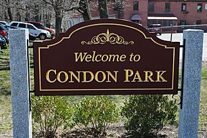 Welcome to Condon Park sign in East Dedham, MA