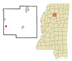 Location of Tillatoba, Mississippi