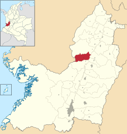 Location of the municipality and town of Trujillo, Valle del Cauca in the Valle del Cauca Department of Colombia.