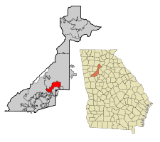 Location in Fulton County and the state of Georgia