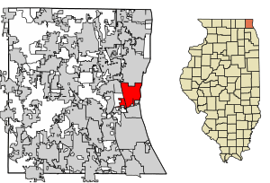 Location of North Chicago in Lake County, Illinois.