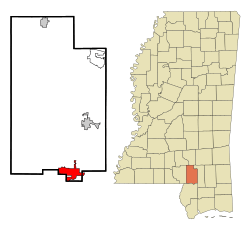 Location of Lumberton, Mississippi