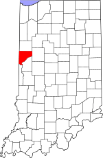 Map of Indiana highlighting Warren County