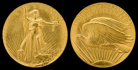 The 1907 Saint-Gaudens double eagle portraying Liberty is based on his statue of Victory