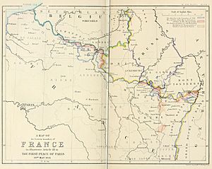 A map of the Eastern boundary of France to illustrate Article III in The First Peace of Paris 30th May 1814