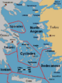 Aegean Sea with island groups labeled