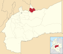 Location of the municipality and town of Cabuyaro in the Meta Department of Colombia.