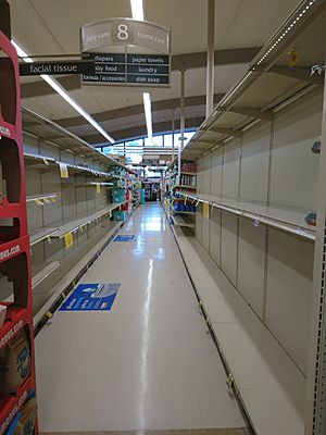 Empty aisles in San Francisco grocery stores after coronavirus shelter-in-place policy