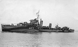HMS Boreas H77 greyscale