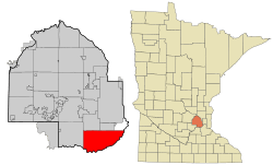 Location of Bloomingtonwithin Hennepin County, Minnesota
