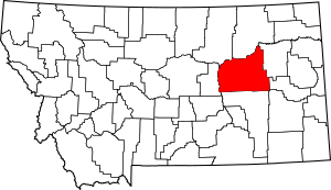 Map of Montana highlighting Garfield County