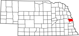 Map of Nebraska highlighting Douglas County