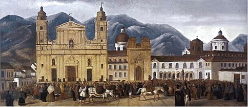 Plaza Bolívar and cathedral Bogotá 1840 José Santos Figueroa