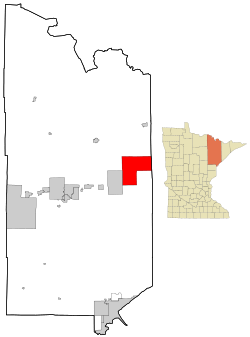 Location of the city of Babbittwithin Saint Louis County, Minnesota