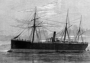 The Bywell Castle, Screw-Steam Collier, as she lay at Deptford after the collision