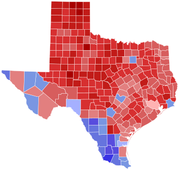 2012 United States Senate election in Texas results map by county