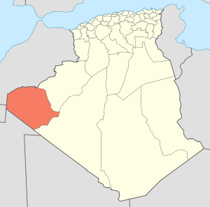 Map of Algeria highlighting Tindouf