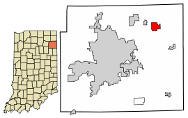 Location of Harlan in Allen County, Indiana.