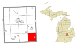 Location within Shiawassee County (red) and the administered village of Byron (pink)