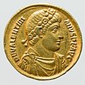 Gold Solidus of Valentinian II - obverse YORYM 1998 853