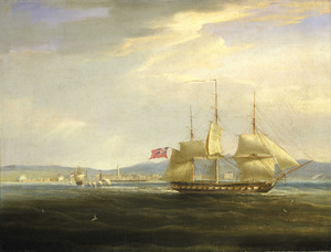 HMS Mercury cuts out the French gunboat Leda from Rovigno, 1 April 1809 RMG BHC0589.tiff