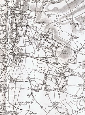 Harlington as seen on Ordnance Survey map sheet 71, 1822-1890, with railway added 1891