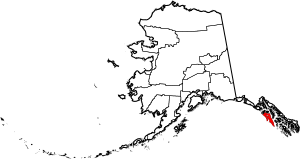 Map of Alaska highlighting Sitka City and Borough