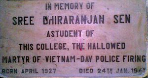 Martyr of Vietnam Day Police Firing-Sree Dhiraranjan Sen