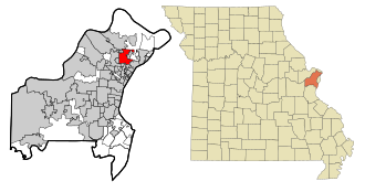 St. Louis County Missouri Incorporated and Unincorporated areas Ferguson Highlighted.svg