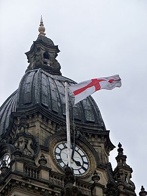 St George's flag on Leeds Town Hall