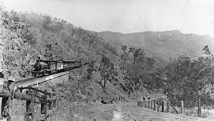 StateLibQld 1 113240 Passenger train on the Mount Morgan Rack Railway track, 1913