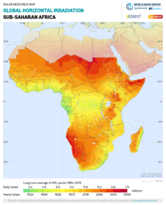 Sub Saharan Africa GHI Solar-resource-map GlobalSolarAtlas World-Bank-Esmap-Solargis