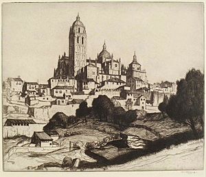 William Strang (1859 - 1921) - The Cathedral, Segovia - ABDAG007066 - Aberdeen City Council (Archives, Gallery and Museums Collection)