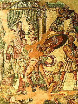 05-Mosaico del Oecus. Aquiles en Skyros alta