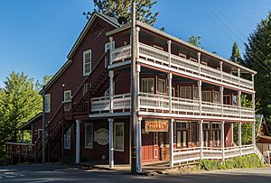 Dutch Flat Hotel, built in 1852 when Dutch Flat was one of the largest hydraulic gold mining towns in California