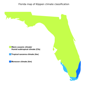 Florida map of Köppen climate classification