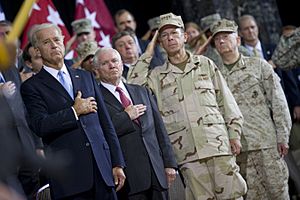 From left, Vice President Joe Biden, Secretary of Defense Robert M. Gates, Chairman of the Joint Chiefs of Staff Navy Adm. Mike Mullen and U.S. Marine Corps Gen. Gen. James Mattis, the commander of U.S. Central 100901-N-TT977-147