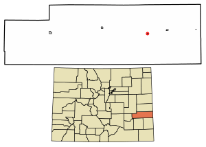 Location of the Brandon CDP in Kiowa County, Colorado.