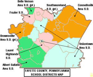 Map of Fayette County Pennsylvania School Districts