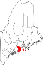 Map of Maine highlighting Knox County