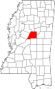 State map highlighting Attala County