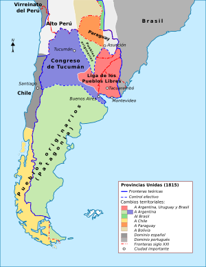 Mapa de argentina en 1816