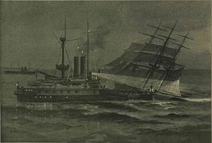 The Sinking of a Full-Rigged Merchant Vessel of 1400 Tons by HMS 'Sanspareil' off the Lizard ILN 1899
