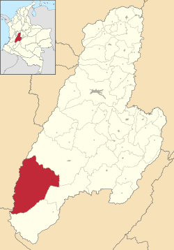 Location of the municipality and town of Rioblanco in the Tolima Department of Colombia.