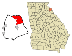Location in Hart County and the state of Georgia