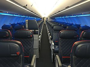 Interior of Delta Air Lines Airbus A321