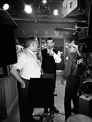 Jack Webb and Walter Strenge on the set of Dragnet 1966