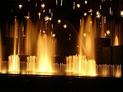 Longwood fountain night display