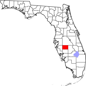 Map of Florida highlighting Hardee County