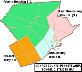 Map of Monroe County Pennsylvania School Districts